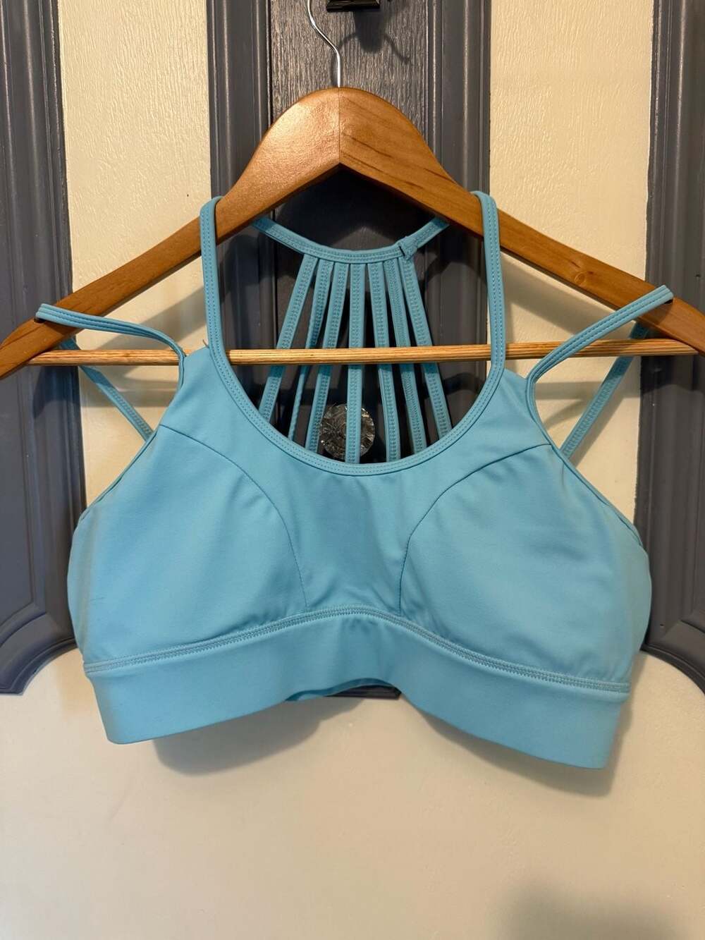 Chandra Yoga & Active Wear Vertical Sports Bra Tiffany Blue